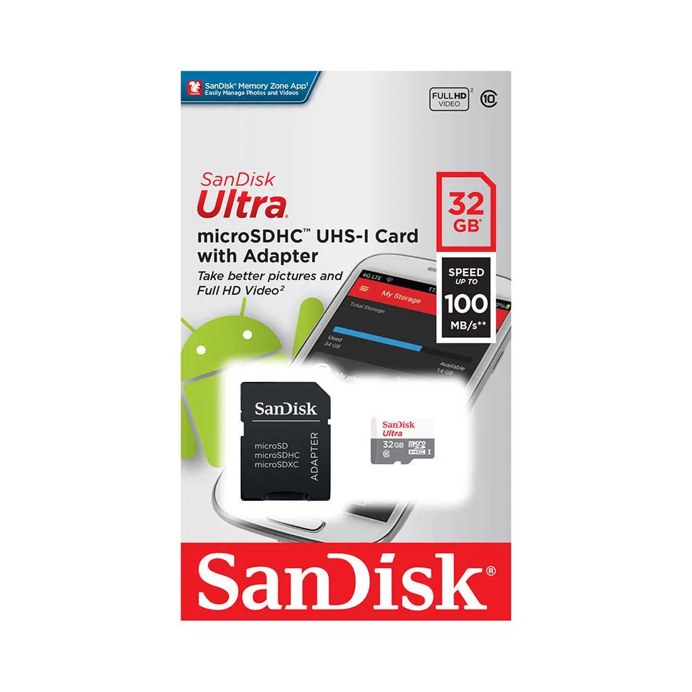 MEMORY SANDISK MICROSDHC 32GB ULTRA ADAPTER UHS 1 C10