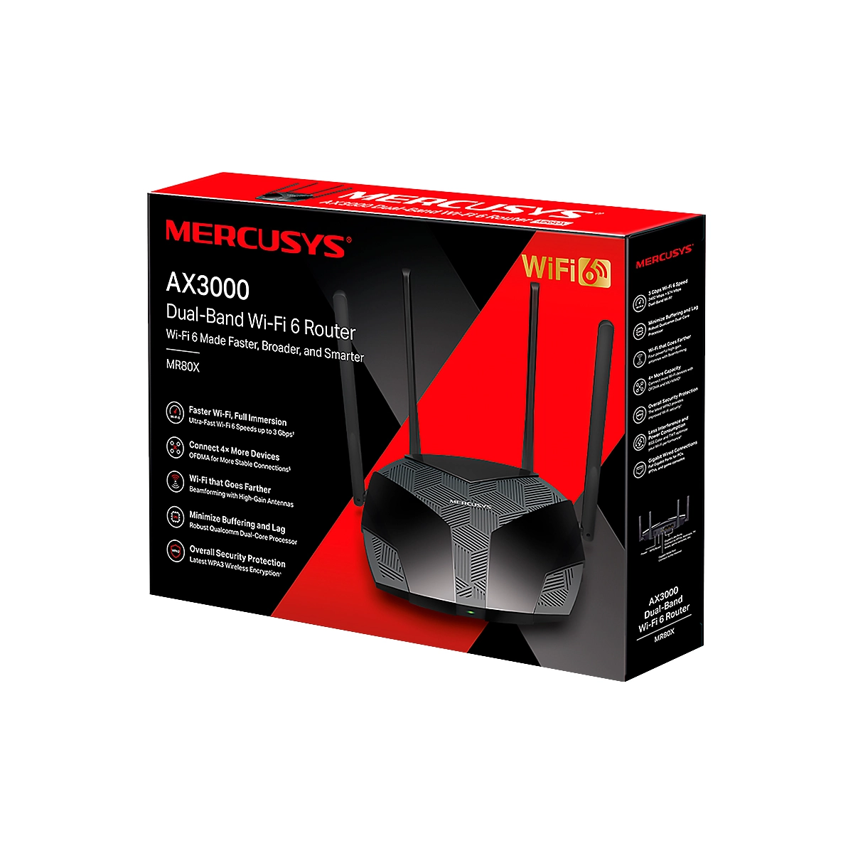 ROUTER MERCUSYS MR-80X AX3000 WIFI-6 hasta 3Gbps DUAL BAND 4ANT