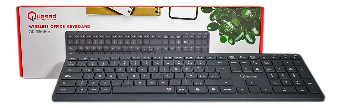 TECLADO QUASAD QK-SLIMPRO WIRELESS RECARGABLE SLIM DESING BLACK